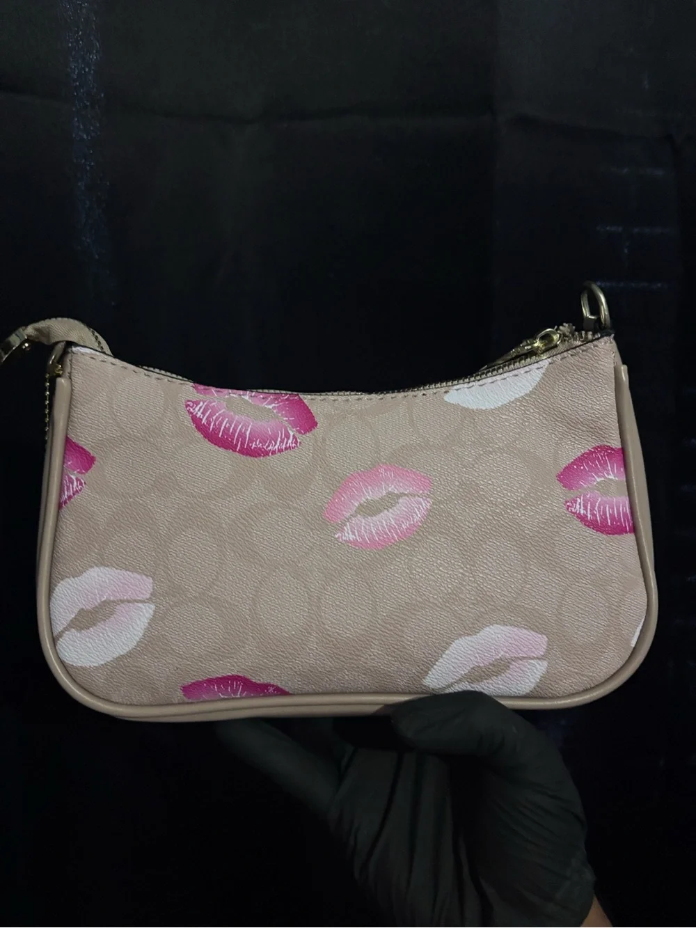 Coach Blush Pink Kiss-Print Wristlet Clutch